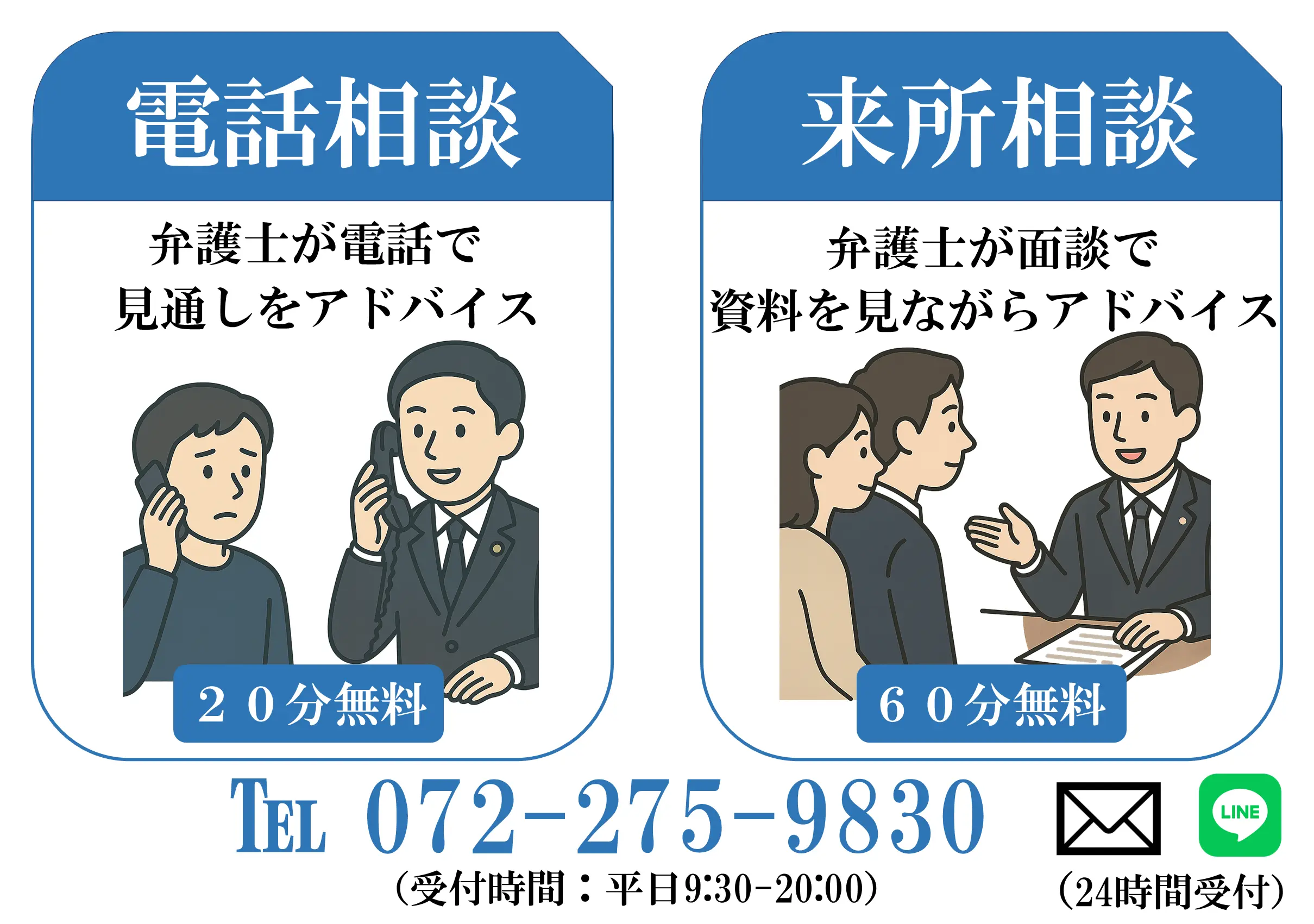 弁護士に電話相談又は面談相談